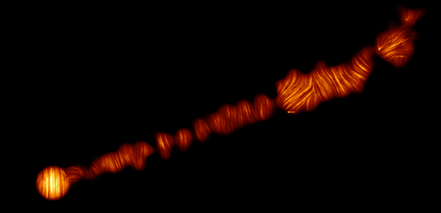 Immagine relativa al contenuto La prima immagine dei campi magnetici ai confini di un buco nero