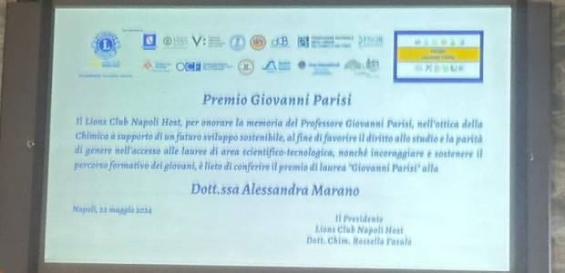 Immagine relativa al contenuto Premio Giovanni Parisi alla federiciana Alessandra Marano