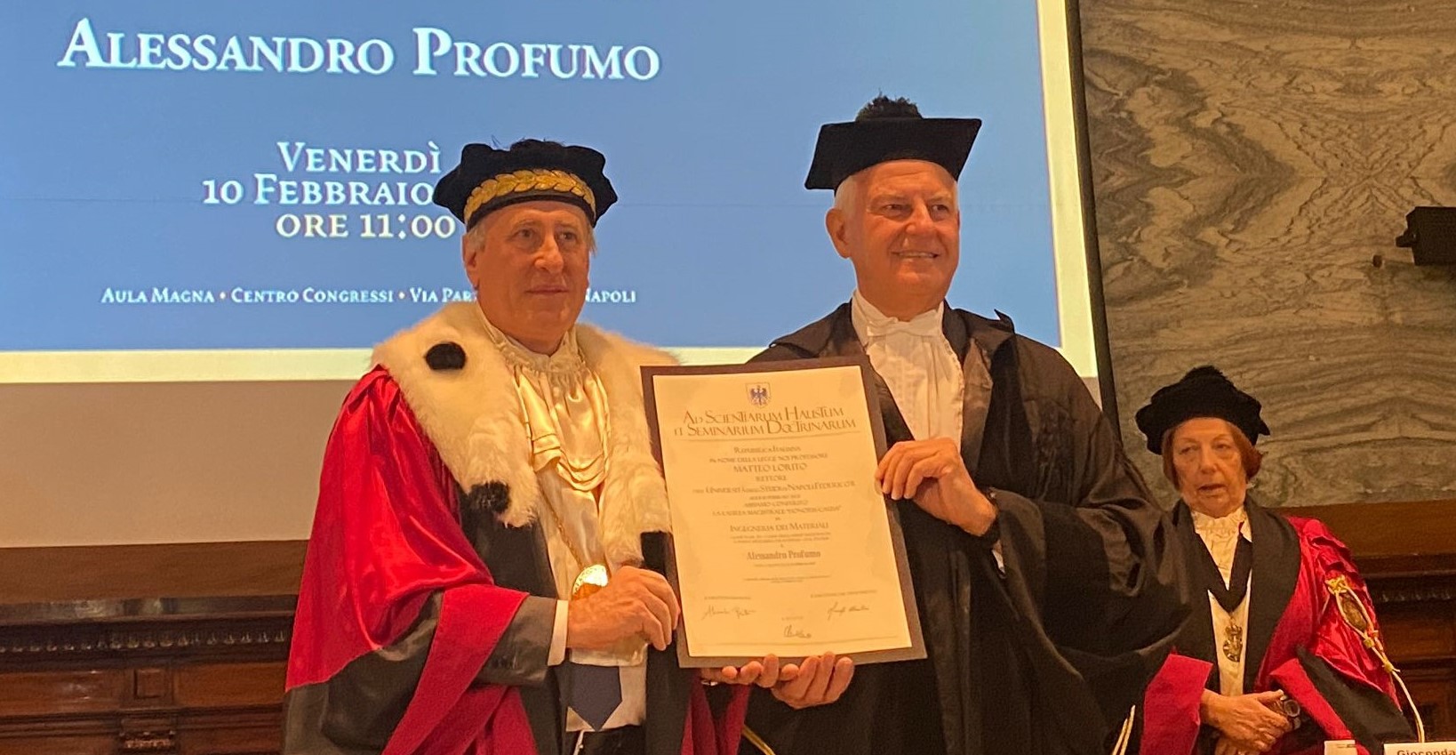 Il rettore Matteo Lorito e Alessandro Profumo