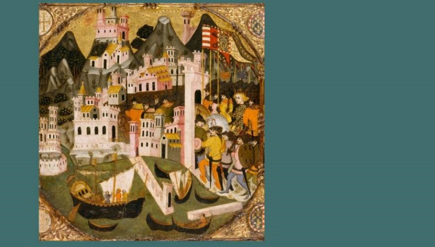 dipinto raffigurante la Conquista di Napoli da parte di Carlo di Durazzo