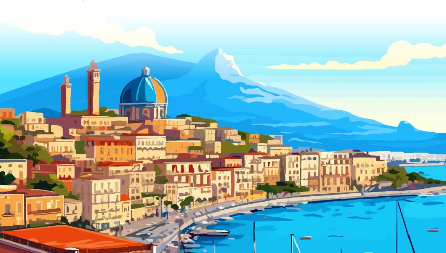 veduta stilizzata di Napoli
