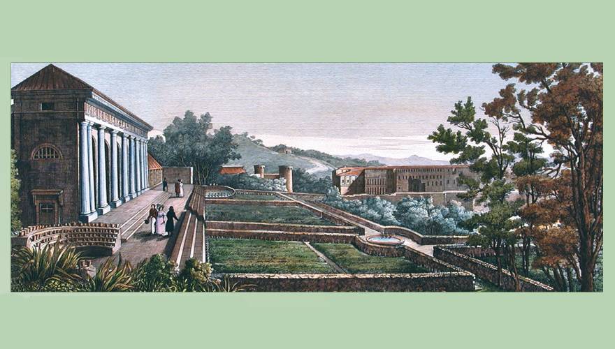veduta storica della Serra Monumentale (oggi nota come Serra Merola) dell'Orto Botanico di Napoli