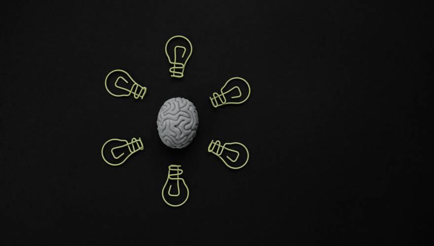 cervello con lampadine
