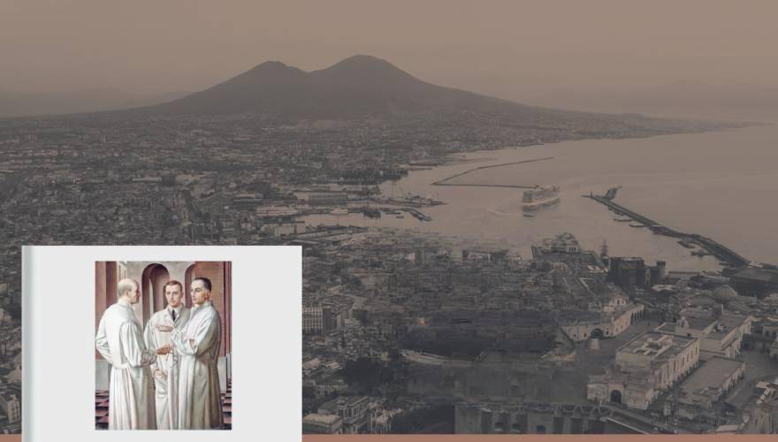 veduta di Napoli e copertina libro