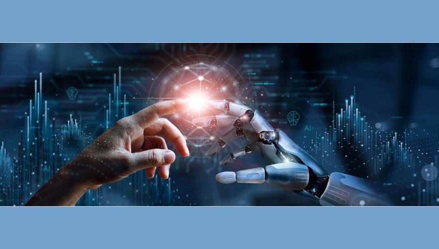 mano umana che incontra mano robotica