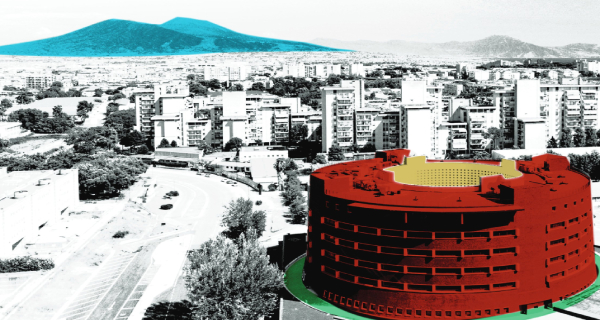 veduta di Scampia con la sede del complesso universitario della Federico II 
