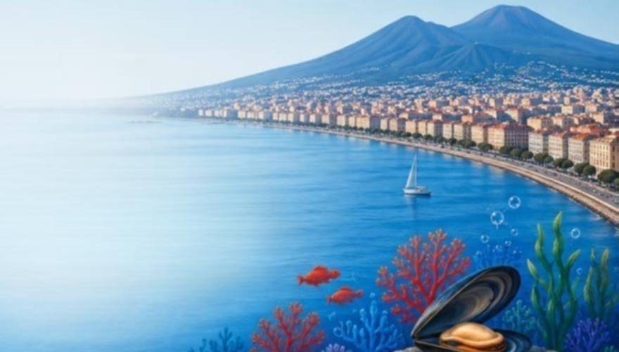 riproduzione vesuvio visto dal mare